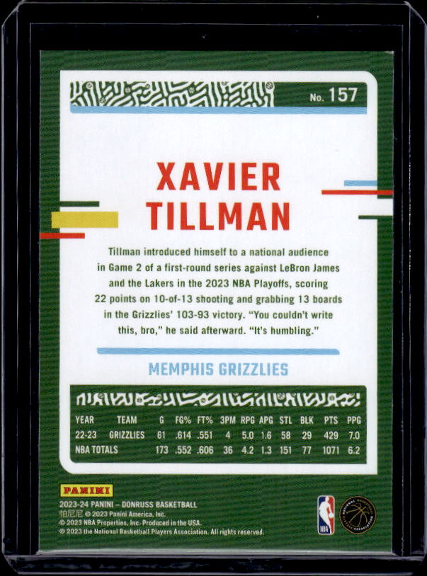 2023-24 Donruss #157 Xavier Tillman