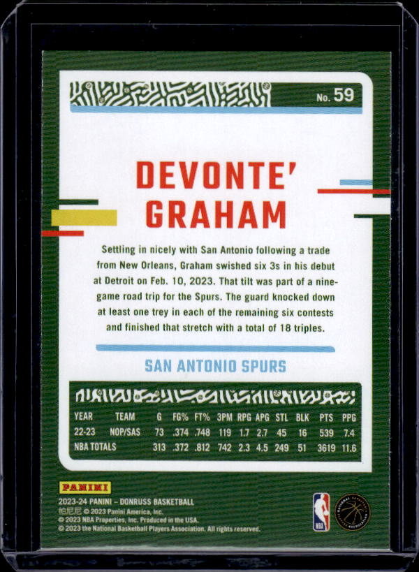 2023-24 Donruss #59 Devonte' Graham