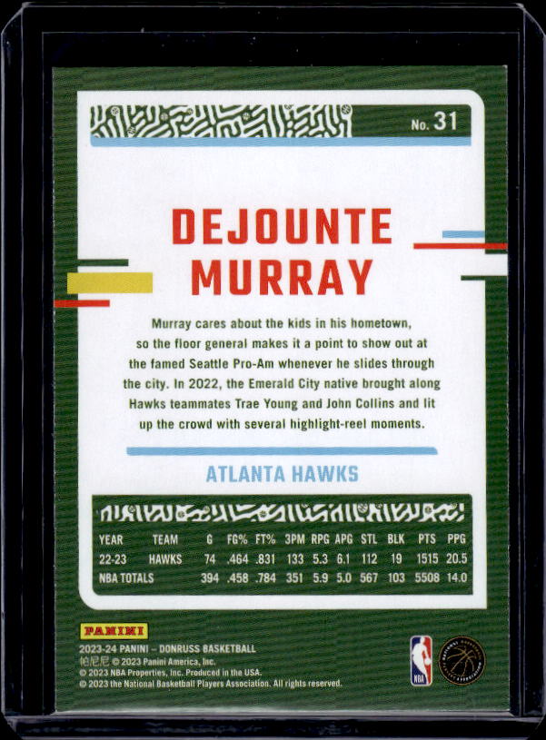 2023-24 Donruss #31 Dejounte Murray