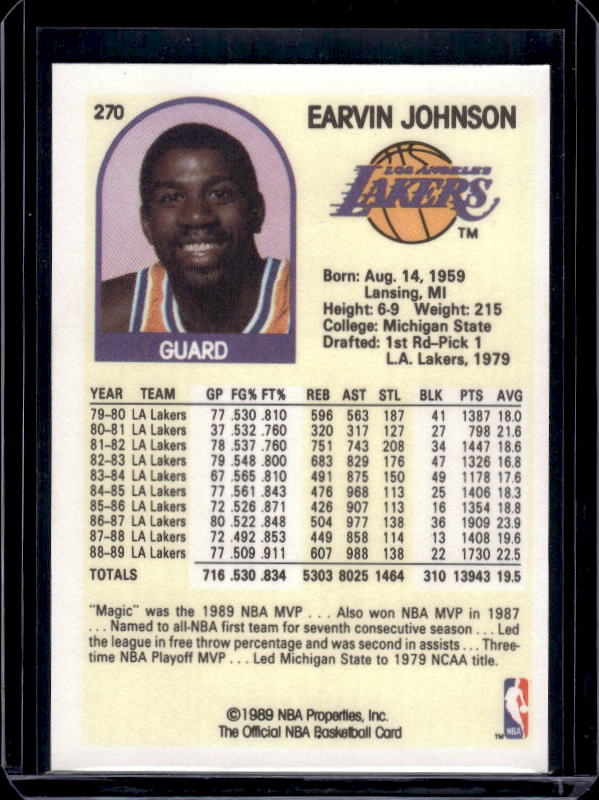 1989-90 Hoops #270 Earvin Johnson