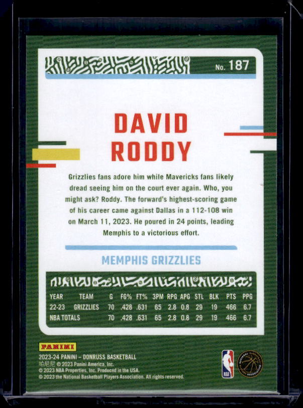 2023-24 Donruss #187 David Roddy