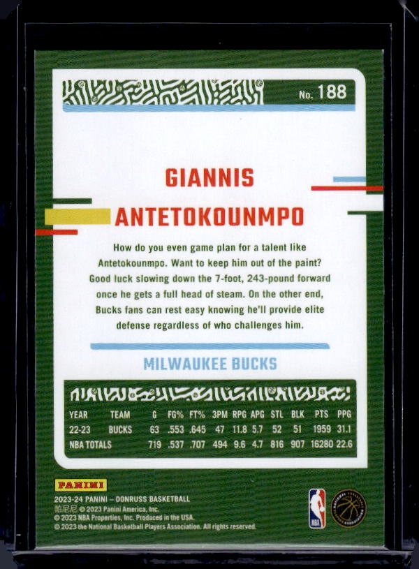 2023-24 Donruss #188 Giannis Antetokounmpo