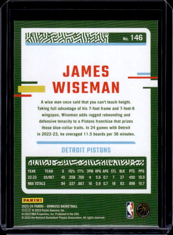 2023-24 Donruss #146 James Wiseman