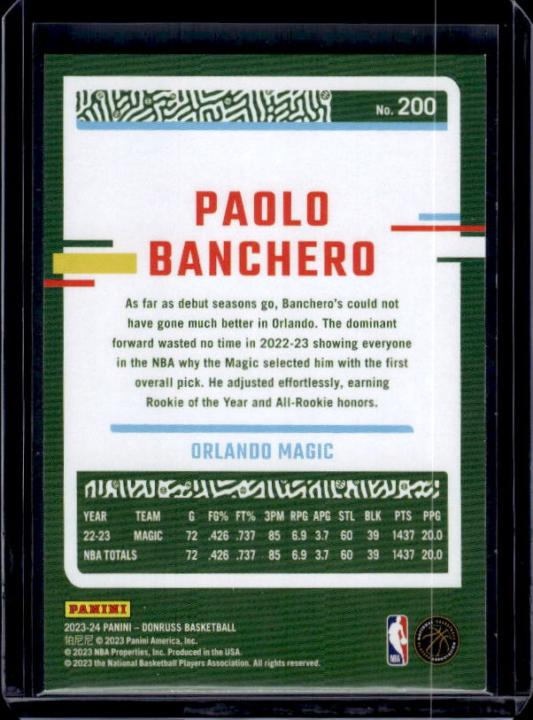 2023-24 Donruss #200 Paolo Banchero