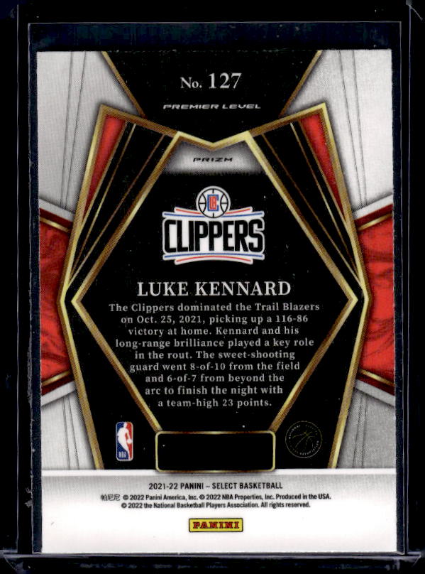 2021-22 Panini Select #127 Luke Kennard Blue Shimmer Prizms