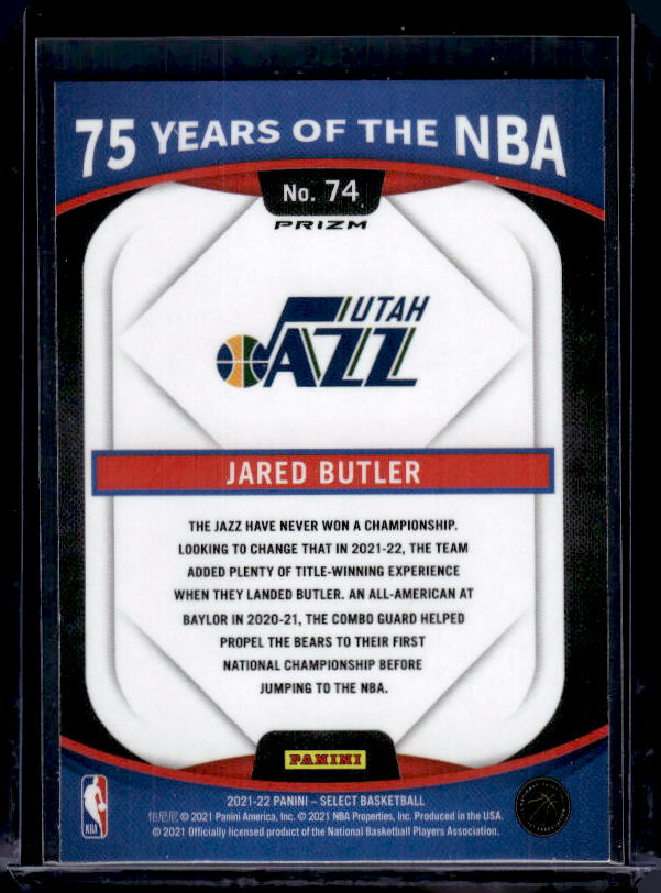 2021-22 Panini Select #74 Jared Butler 75 Years of the NBA