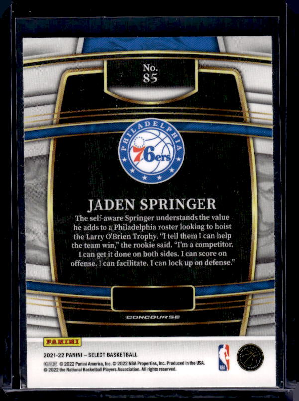2021-22 Panini Select #85 Jaden Springer