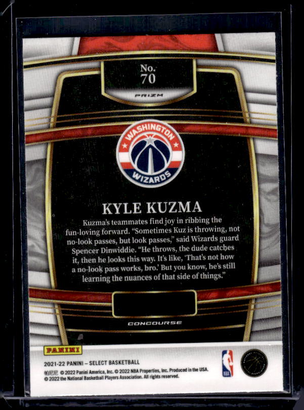 2021-22 Panini Select #70 Kyle Kuzma Orange Flash Prizms