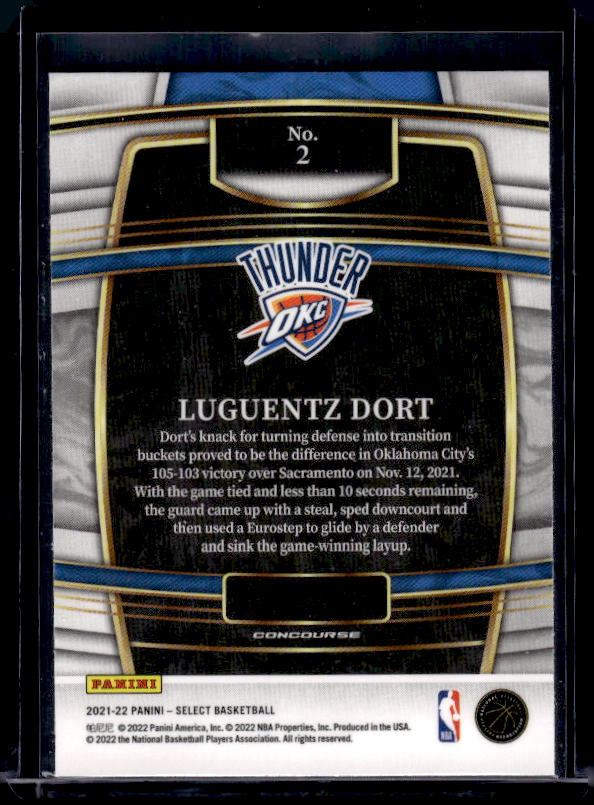2021-22 Panini Select #2 Luguentz Dort Blue (Retail Base)