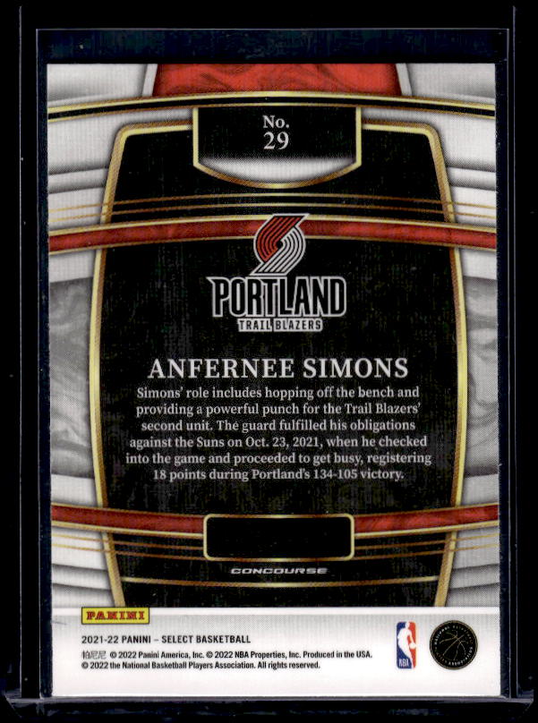 2021-22 Panini Select #29 Anfernee Simons