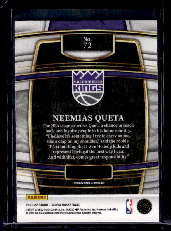 2021-22 Panini Select #72 Neemias Queta Blue (Retail Base)