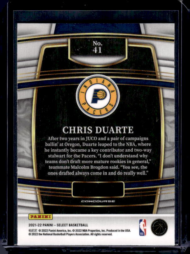 2021-22 Panini Select #41 Chris Duarte Blue (Retail Base)
