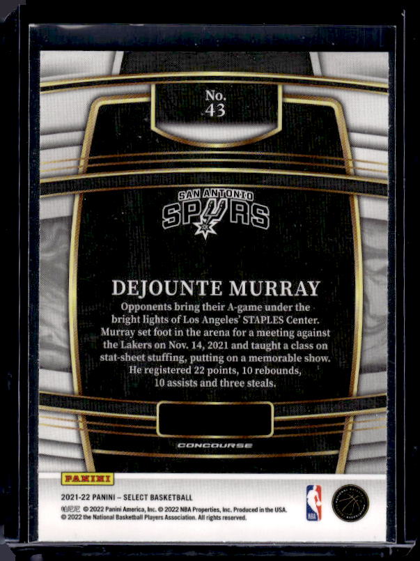 2021-22 Panini Select #43 Dejounte Murray Blue (Retail Base)