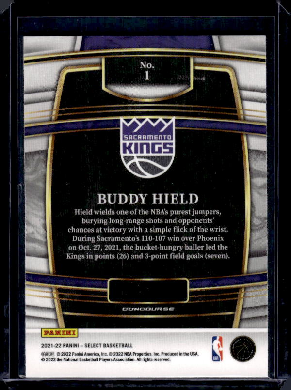 2021-22 Panini Select #1 Buddy Hield Blue (Retail Base)