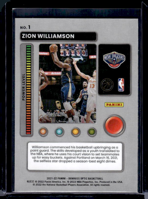 2021-22 Donruss Optic #1 Zion Williamson T-Minus 3...2...1