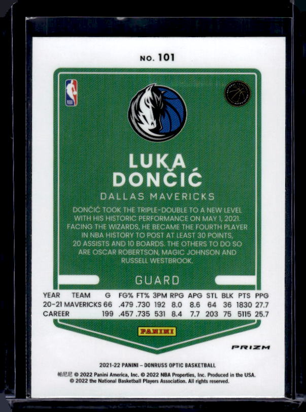 2021-22 Donruss Optic #101 Luka Doncic Blue Velocity