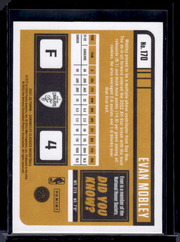 2021-22 Panini Chronicles #170 Evan Mobley