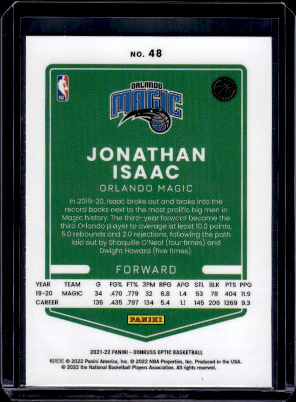 2021-22 Donruss Optic #48 Jonathan Isaac