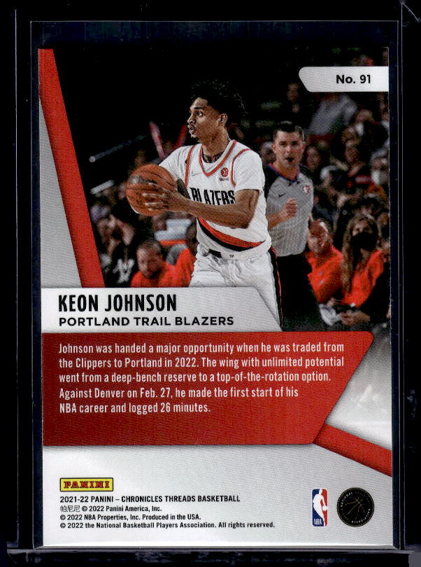 2021-22 Panini Chronicles #91 Keon Johnson
