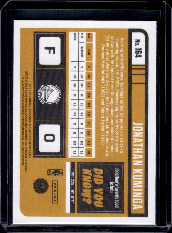 2021-22 Panini Chronicles #164 Jonathan Kuminga