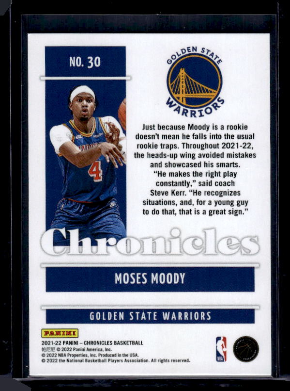 2021-22 Panini Chronicles #30 Moses Moody