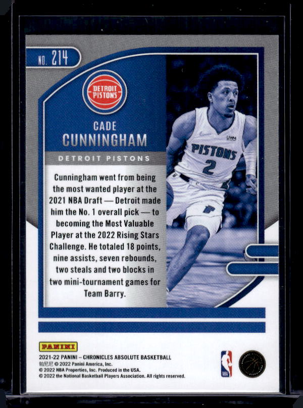 2021-22 Panini Chronicles #214 Cade Cunningham