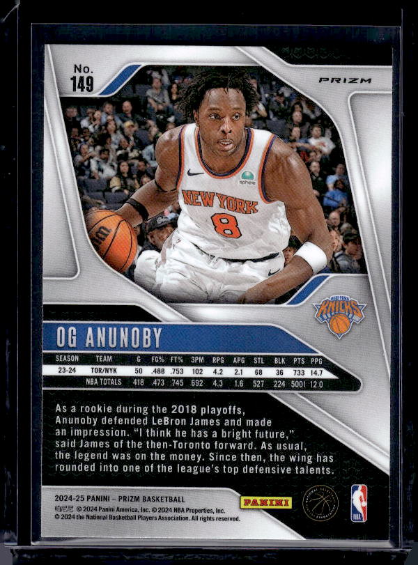 2024-25 Panini Prizm #149 OG Anunoby Prizms Orange Ice