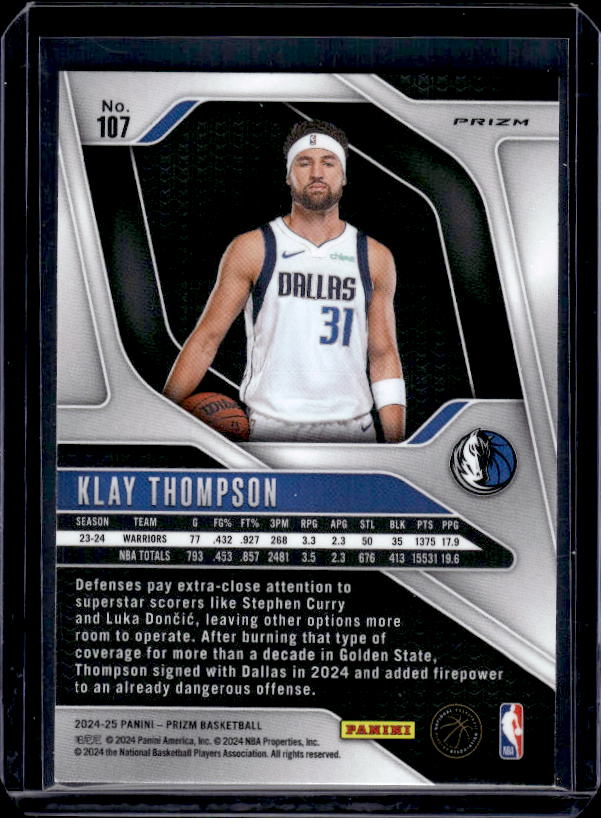 2024-25 Panini Prizm #107 Klay Thompson Prizms Orange Ice