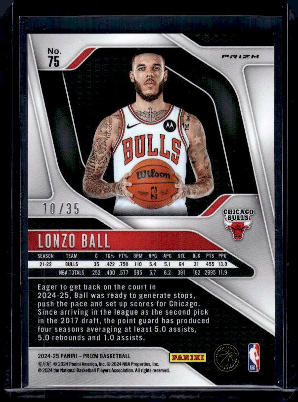 2024-25 Panini Prizm #75 Lonzo Ball Red Velocity /35