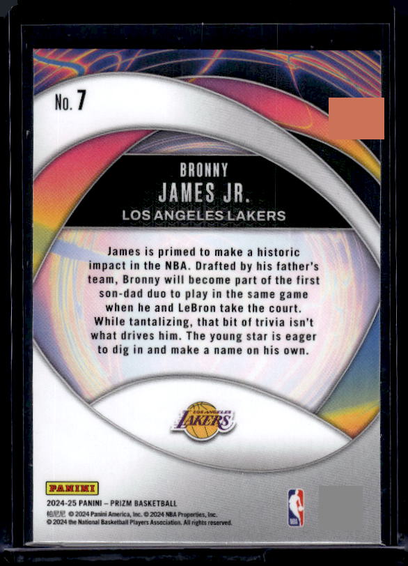 2024-25 Panini Prizm #7 Bronny James Jr. Instant Impact