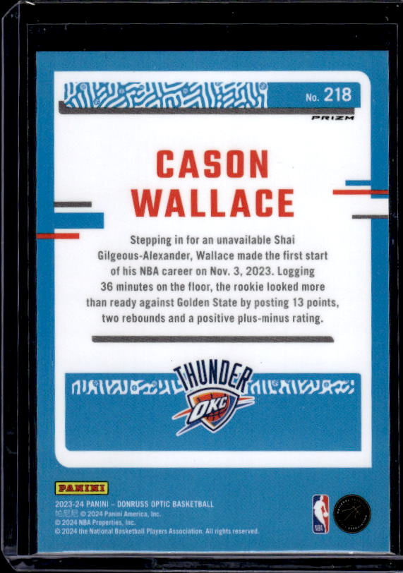 2023-24 Donruss Optic #218 Cason Wallace Hyper Pink