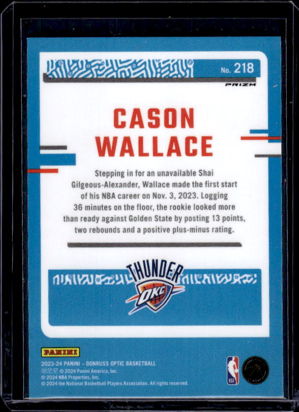 2023-24 Donruss Optic #218 Cason Wallace Hyper Pink