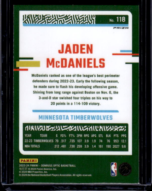 2023-24 Donruss Optic #118 Jaden McDaniels Hyper Pink