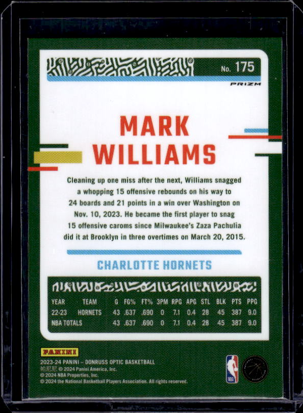2023-24 Donruss Optic #175 Mark Williams Hyper Pink