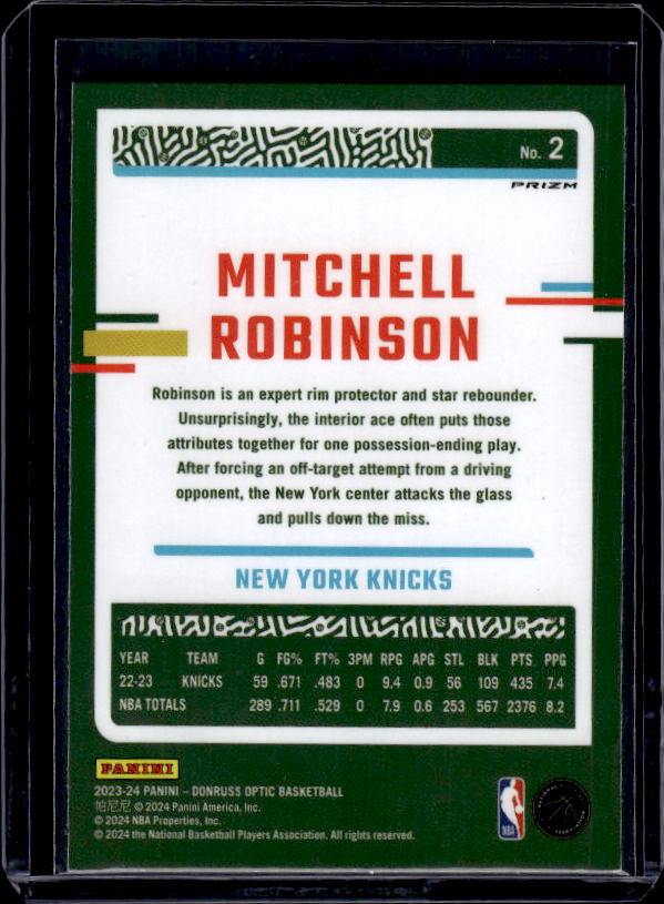 2023-24 Donruss Optic #2 Mitchell Robinson Hyper Pink