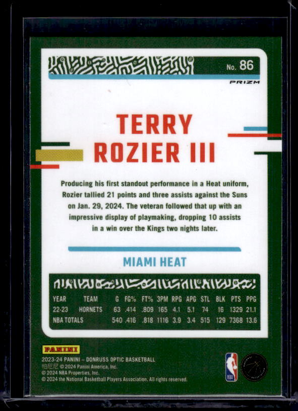 2023-24 Donruss Optic #86 Terry Rozier III Hyper Pink