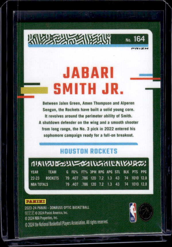 2023-24 Donruss Optic #164 Jabari Smith Jr. Hyper Pink