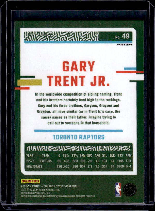 2023-24 Donruss Optic #49 Gary Trent Jr. Hyper Pink