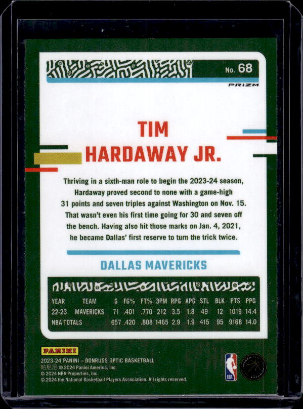 2023-24 Donruss Optic #68 Tim Hardaway Jr. Hyper Pink