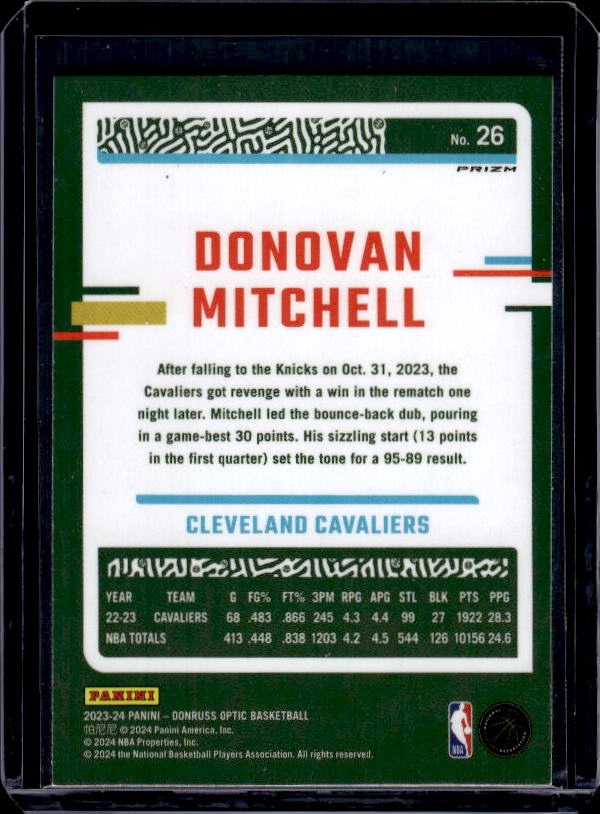 2023-24 Donruss Optic #26 Donovan Mitchell Hyper Pink