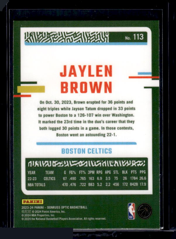 2023-24 Donruss Optic #113 Jaylen Brown