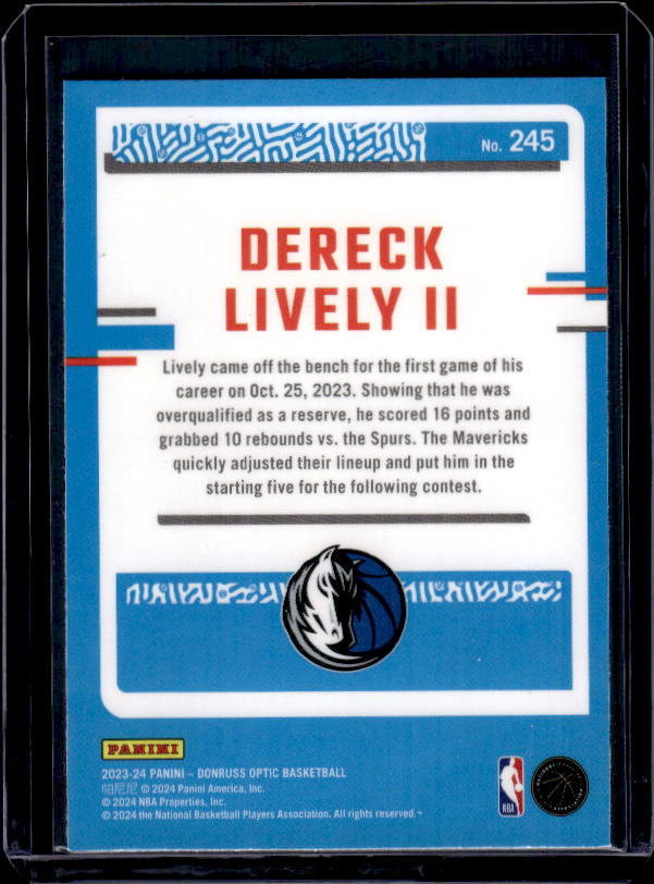 2023-24 Donruss Optic #245 Dereck Lively II