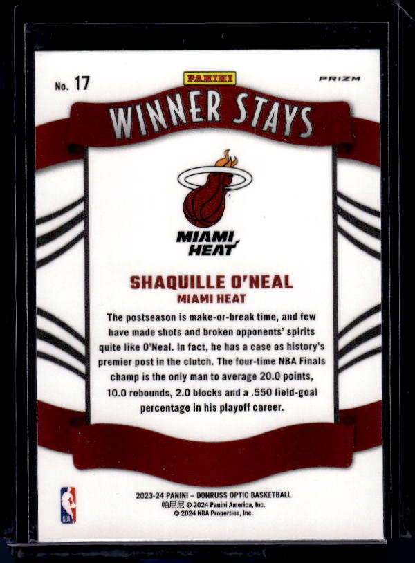 2023-24 Donruss Optic - Winner Stays Holo #17 Shaquille O'Neal