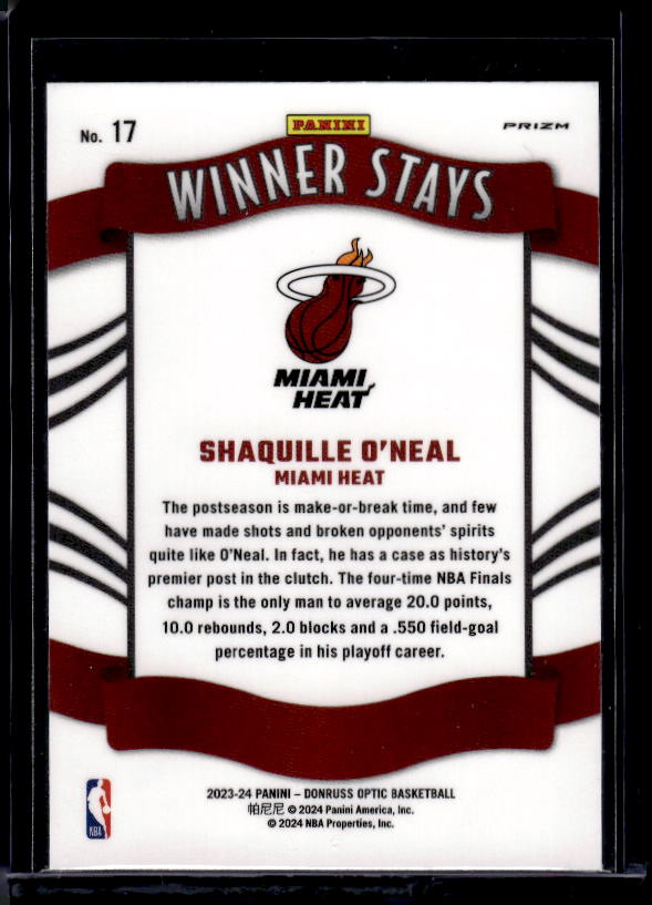 2023-24 Donruss Optic - Winner Stays Holo #17 Shaquille O'Neal
