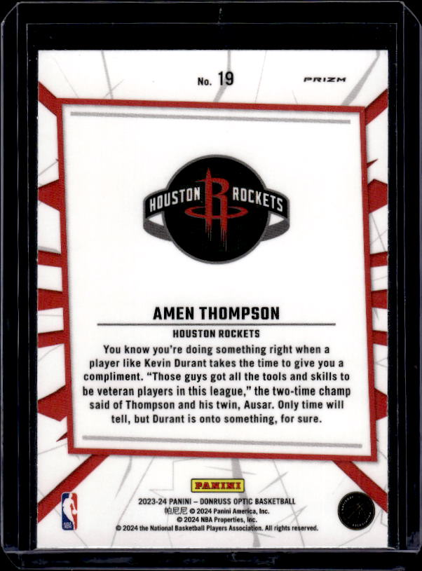 2023-24 Donruss Optic - My House Holo #19 Amen Thompson
