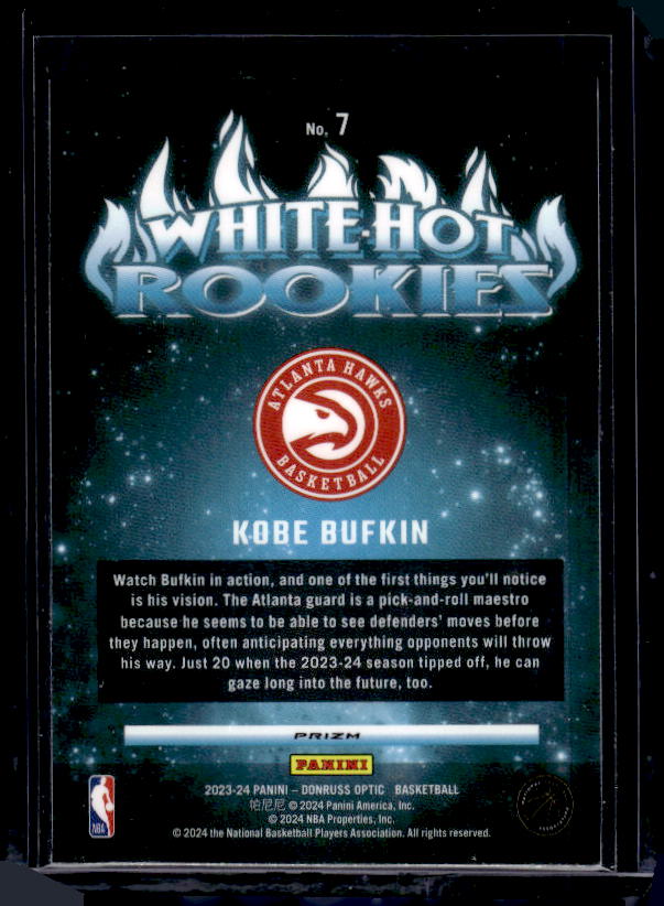 2023-24 Donruss Optic - White Hot Rookies Purple #7 Kobe Bufkin