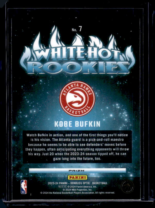2023-24 Donruss Optic - White Hot Rookies Holo #7 Kobe Bufkin