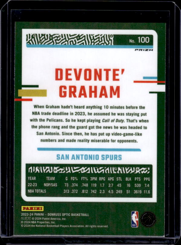 2023-24 Donruss Optic #100 Devonte' Graham Holo