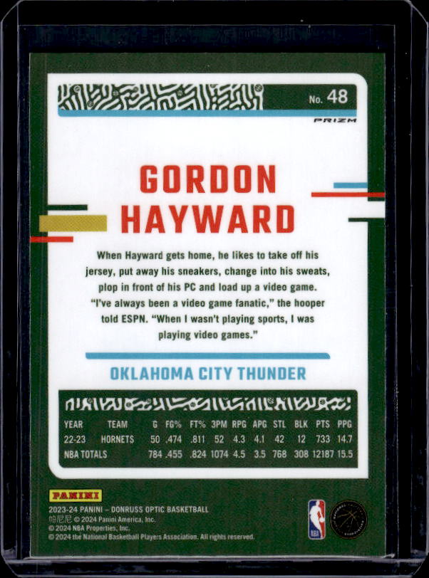 2023-24 Donruss Optic #48 Gordon Hayward Holo