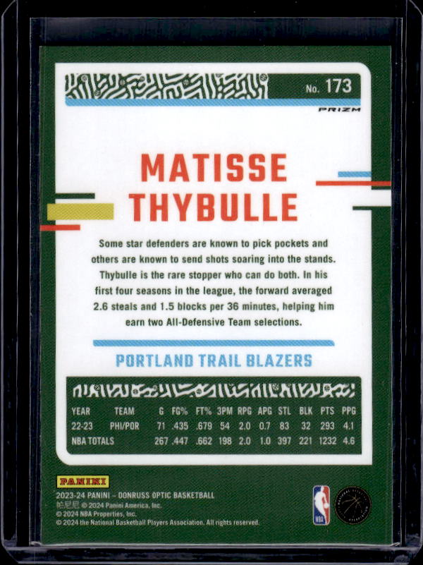 2023-24 Donruss Optic #173 Matisse Thybulle Holo